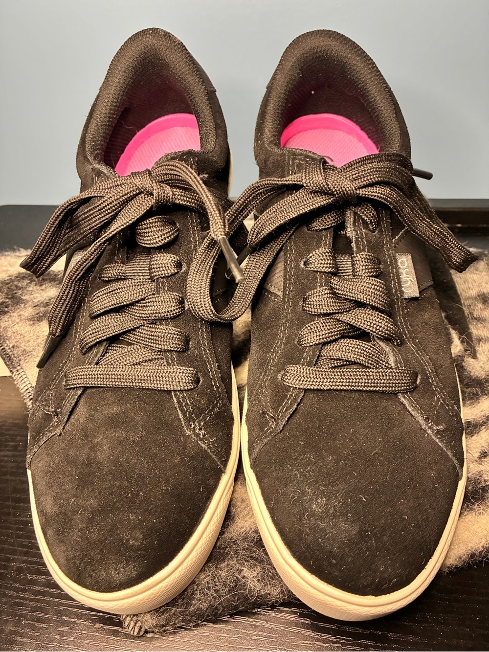 Ryka Black Suede Sneakers with Pink Interior